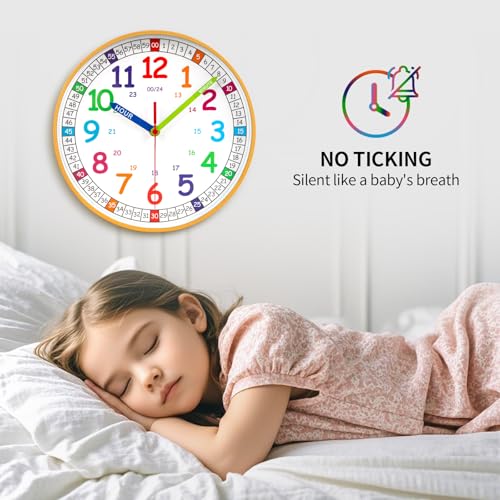 Reloj de pared silencioso para niños, 10 pulgadas miniatura 5
