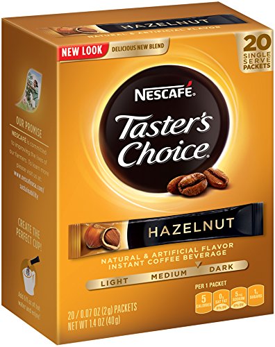 Nescafe Tasters Choice Hazelnut Instant Coffee, Single Serve Sticks 20-Count , (Pack of 8)