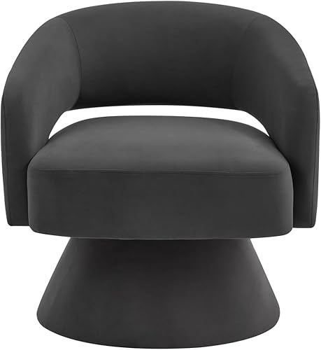 Miniatura 3 de 24KF Moderno sillón giratorio de 360 grados, cómoda silla de barril de terciopelo para sala de estar y dormitorio, silla redonda giratoria de