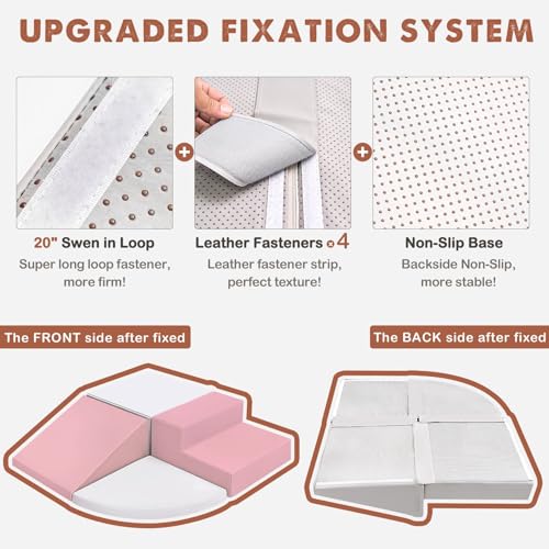 Image of little dove 4-Piece Set Climbing Toys for Toddlers 1-3, Baby Foam Climbing Blocks for Toddlers, Soft Play Toddler Climbing Toys Indoor for Crawling Climbing and Sliding, Foam Play Gym, Pink & White