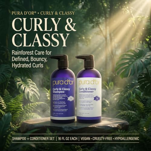 PURA D'OR Curly & Classy Shampoo & Conditioner Set for Defined Curls - Nourishing Formula with Argan, Castor, Geranium, Coconut & Kukui Seed Oils - image 2