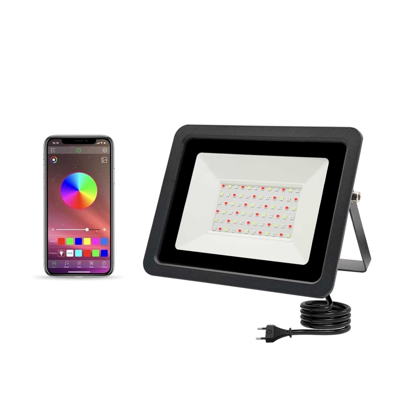 LED RGB Reflektor 5 Aplikacja 0W 100W Inteligentne światło powodziowe oświetlenie zewnętrzne IP68 Wodoodporny reflektorów,Niezrównana luminescencja(WHITE SHELL_50W)
