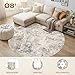 UERMEI 8ft Round Area Rug Living Room Rugs - 8x8 Washable Neutral Modern Abstract Soft Thin Rug Indoor Floor No Slip Rug Carpet for Bedroom Under Dining Table Home Office Decor - Brown Grey