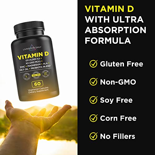 Livingood Daily Immune Health Booster Bundle - Immune Defense Supplements - Vitamin D3, K2, And Vitamin C With Quercetin #TOP4