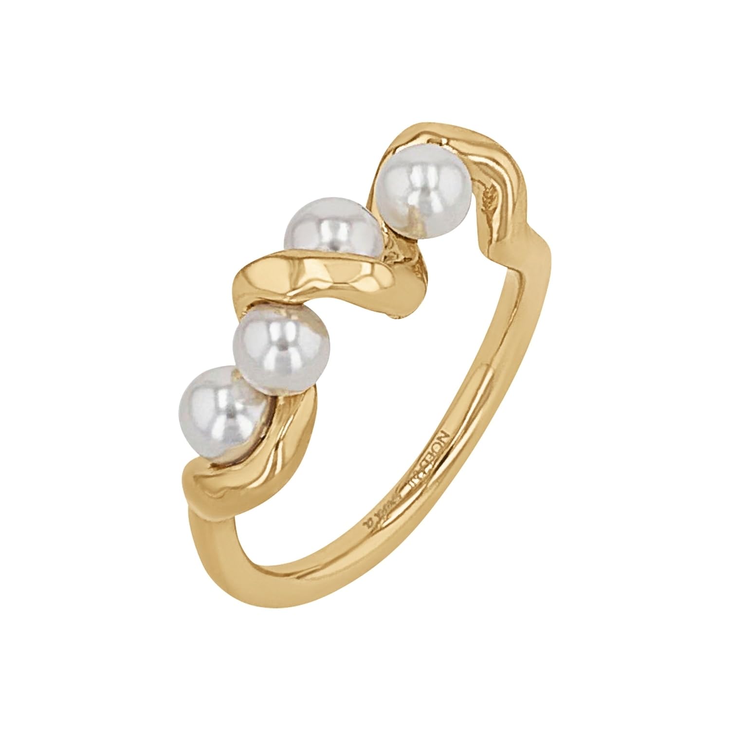 NOELANI Ring Edelstahl Damen Ringe, mit Muschelkernperle, Gold, Kommt in Schmuck Geschenk Box, 2036958