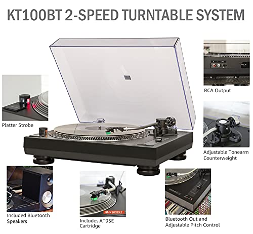 Image of Crosley KT100BT-BK Record Player with S100 Speakers, Black