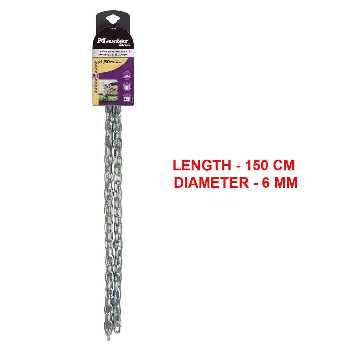 Master Lock 8012EURD Cadena de acero endurecido, 1,5 m