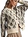 MINSURE Women Floral Cardigan Sweater Open Front Long Sleeve Button Down Knit Sweater Vintage Outerwear(Brown-S)