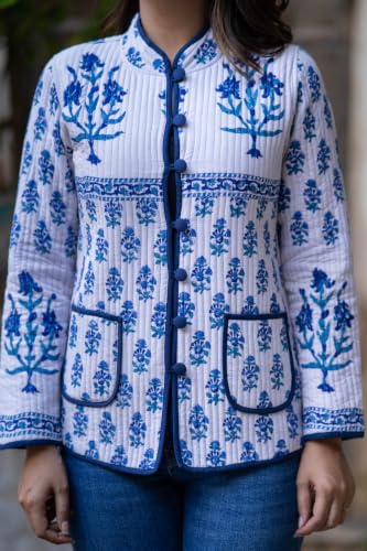 Image of Reversible Jacket for Women | Double Sided Quilted Jacket | Reversible Winter Jacket for Women | Stylish Ethnic Printed Jacket | Warm & Comfortable Casual Outerwear
