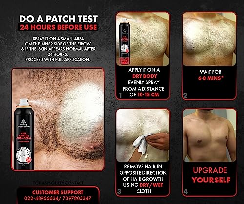 Image of Urbangabru Hair Removal cream Spray | Painless Body Hair Removal spray For Chest, Back, Legs & Under Arms (130 ML, Peach Apple)