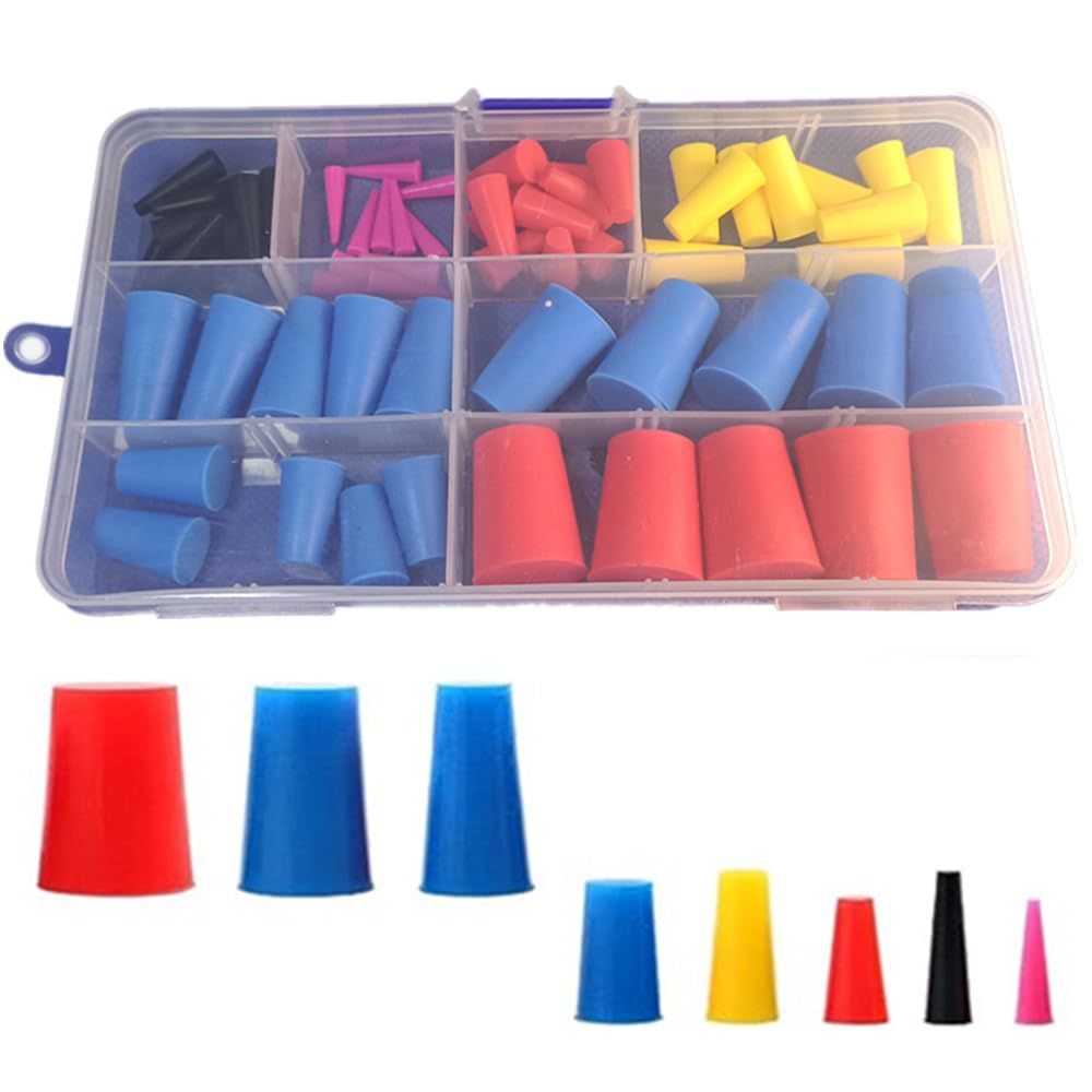 60 Pieces Silicone Rubber Plug Combination Kit, High Temperature Protection Cone Plug for Water Immersion, Powder Coating, Hole Covering in Plating