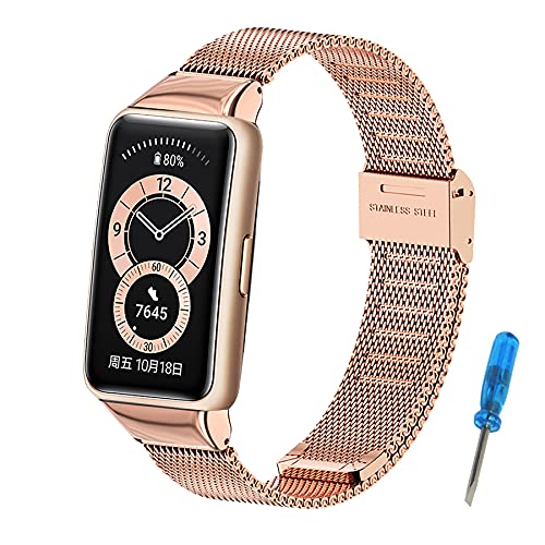 SenMore Huawei Band 6 Correa, Pulsera de Acero Inoxidable Wristband Repuesto Banda para Honor Band 6 / Huawei Band 6（No Host）