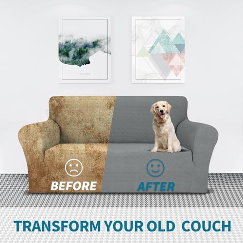 YSTELLAA Stretch Sofa Überzug Mit Armlehne, 1 Sitzer, Hellgrau – Ansicht 6
