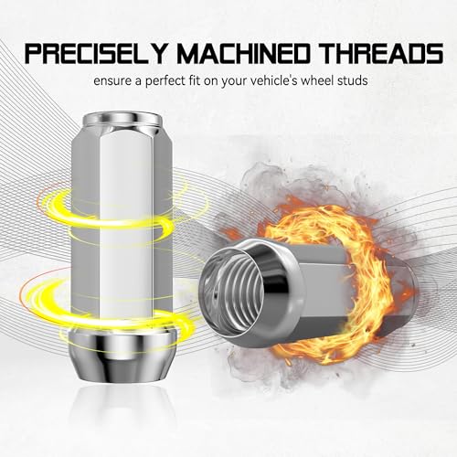 Image of 20PCS 1 /2-20 Chrome Closed End Bulge Acorn Lug Nuts 1.89 inch | Cone Seat, 3 /4 inch Hex, Compatible with Bronco Mustang Ranger Cherokee Liberty YJ TJ KJ KK ZJ WJ WK XK MJ XJ, Aftermarket Wheels