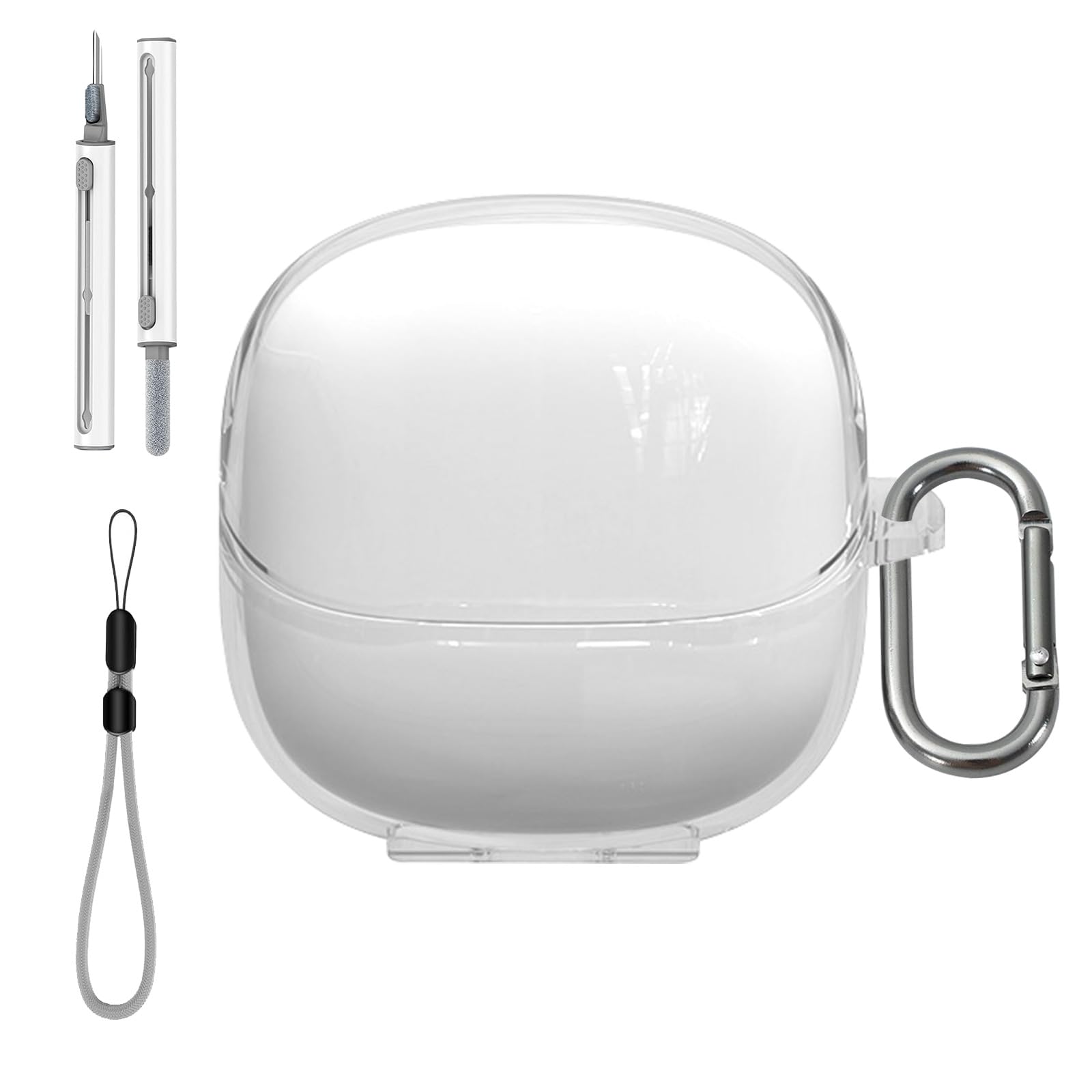 for Xiaomi Buds 5 Case Cover with Cleaner Kit, Clear Soft TPU Protective Case Cover with Keychain & Lanyard，Full Protective Case for Men and Women,