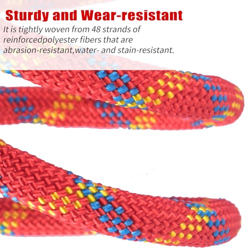 Image of Outdoor Climbing Rope 8MM /12MM 6 Colors 1M(3.2ft)-70M(230ft), Static Rock Climbing Rope with 2 Steel Hooks, Rappelling Rope for Outdoor, Hiking Safety Escape Rope, Rescue Parachute (red, 8mm-30m)