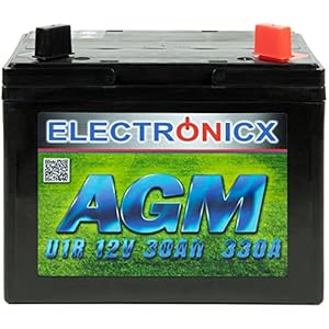 Electronicx zitmaaier accu 12V 30Ah AGM accu voor grasmaaier accu 30 Ah zitmaaier grasmaaier trekker plus rechts U1R 330A zitmaaiers