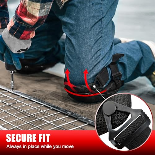 Freekyrock Professional Knee Pads For Men Women, Gardening Knee Pads Construction For Work With Heavy Duty Cap And Durable Straps, Adult Soft Knee Pads With Red Sturdy Stitching, Safety thumb #2
