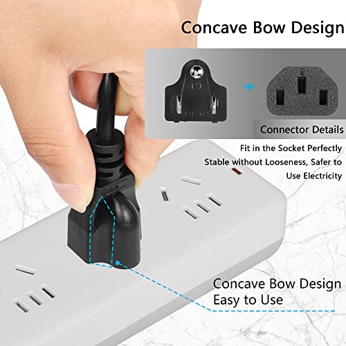 Cerrxian 3.93 Ft 18Awg Nema 5-15P To Left Angle Iec 320 C13 Computer Power Cord,10A/250V, 3 Prong Wire Usa Standard Ac Power Supply Cord For Pc Tv Monitor Printer（L Black） #TOP2