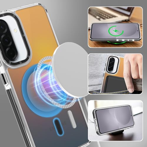 Image of Magnetic Case for Samsung Galaxy A36 5G [Compatible with Magsafe] [Cute Fashion Fluorescent Design] [1 Screen Protector] Slim Translucent Matte Case for Galaxy A36 5G 6.7 inch, Black