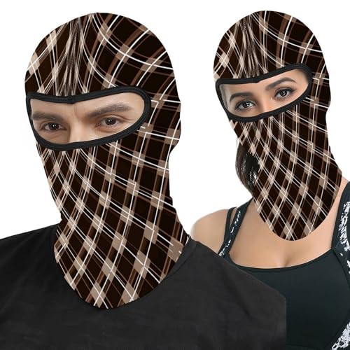 Pasamontaña para hombre y mujer, máscara facial marrón y blanca estampada, balaclava para motocicleta, casco completo, gorro calentador de cuello miniatura 1