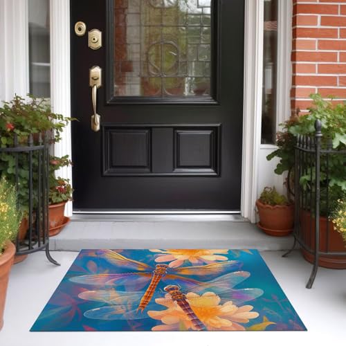 Tapis poils courts antidérapant et lavable grand format bleu - 5