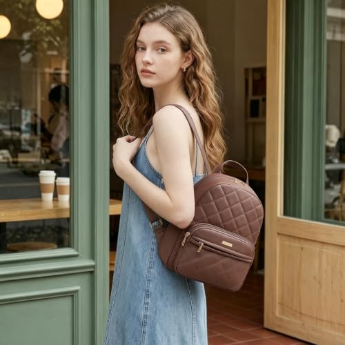 Image of Marvolia Mini Backpack Vegan Leather Small Backpack, Brown