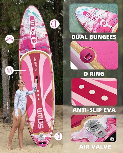 Image of 11'*33 inch /34 inch Inflatable Stand Up Paddle Board for Beginners,400 /420lbs Capacity, Anti-Slip EVA Deck, Includes Adjustable Paddle, Pump, Backpack & SUP Accessories for Surfing, Fishing, Yoga & More