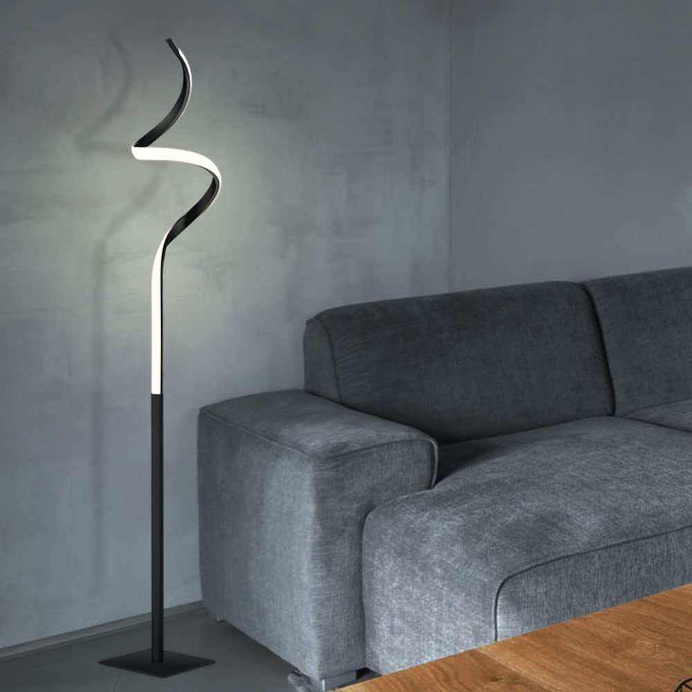 Reality Leuchten, lampada da terra LED Course, R42051132, in metallo, con LED da 11 Watt, dimmer switch, nero opaco