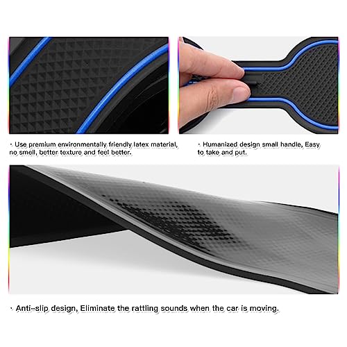 Image of SKTU 2024 2025 2026 Chevy Trax Door Slot Mat for 2024 2025 2026 Chevrolet Trax (LS,1RS,LT,2RS,ACTIV) 2024-2026 Trax Accessories 14PCS Fit 2024+ Trax Door Compartment Cup Center Console Liners (Blue)