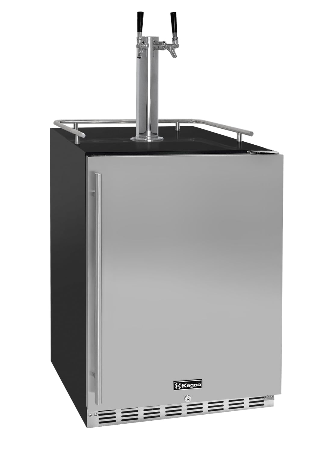 Kegco Kegerator 24" Wide Dual Tap Black/Stainless Steel Undercounter Beer Dispenser HK38BSU-2 on Fridge.com