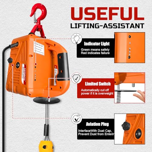 3 in 1 Electric Hoist Winch,1100 lbs 1500W Portable Power Winch Crane, Overload Protection 25ft Lifting Height,Manual, Wired and Wireless Remote Control for Factories, Warehouses, Garages, Etc by YATOINTO - Image 4