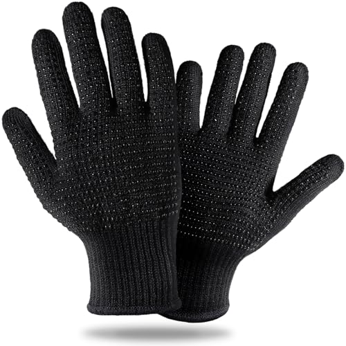 Heat Resistant Grill Gloves Teenitor Heat Resistant Glove With Silicone Bumps For Hair Iron Tool, Professional Heat Gloves For...