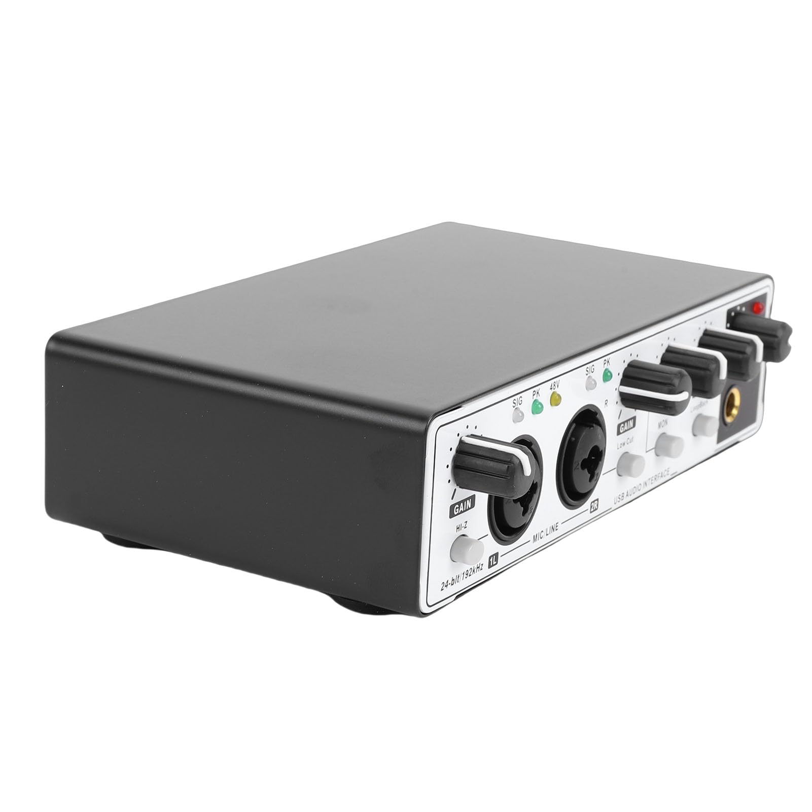 Jectse Interfaz de Audio USB C para Grabar Música, Entrada XLR de 24 Bits, 192 KHz, Fuente de Alimentación Fantasma de 48 V con Salidas de 2 X 1/4 pulg. (6,35 mm), para Grabar Podcasts en (blanco