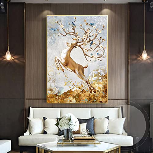 Impressions sur toile cerf d'or 60x90 cm art moderne de salon