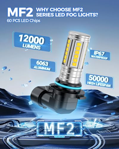Image of Marsauto 9145 H10 LED Fog Lights Bulbs Yellow, 12,000LM 9140 9145 LED Fog Light Bulbs, 360 Illumination 600% Bright 3000K Amber, Upgraded 60 Pcs Chips 9145 H10 Yellow Fog Lights, Accessory Light Kits