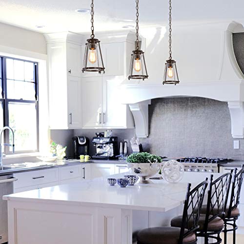 KSANA-Bronze-Pendant-Lighting-for-Kitchen-Island-Rustic-Industrial-Pendant-Light-with-Seeded-Glass-Shade-75-W KSANA Bronze Pendant Lighting for Kitchen Island Rustic Industrial Pendant Light with Seeded Glass Shade 75 W