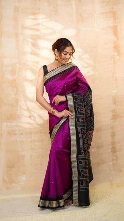 Image of Handmade Pure Bomkai Silk Saree Khandua Natural Silk Ikkat Saree For Women /Ethnic Wear /Traditonal Saree /Handloom Saree With Regular Fit Blouse Piece