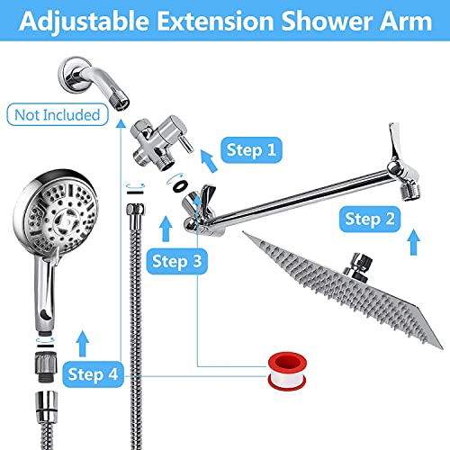 Cabezal de ducha combo con 8'' y 4.5'' ajustable y 9 modos miniatura 6