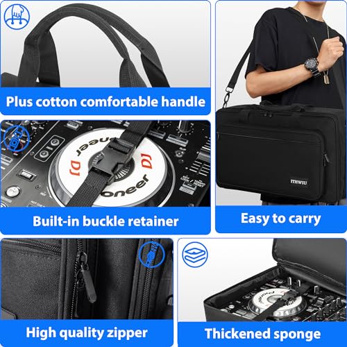 Image of Padded DJ Controller Case for DDJ FLX4, DDJ SB SB3 400 RB, Hercules DJ Control Inpulse 300, L 20.5 X W 12.5 X H 2.75 inches, Black