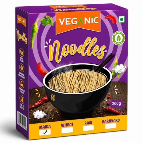 Image of Veganic Hakka Noodles (Maida) | Veg Chowmein Masala Maggie | Chowmin Noodles | Long Slurpy Noodle | Plain Chopsuey | No Preservatives (400 GMs)