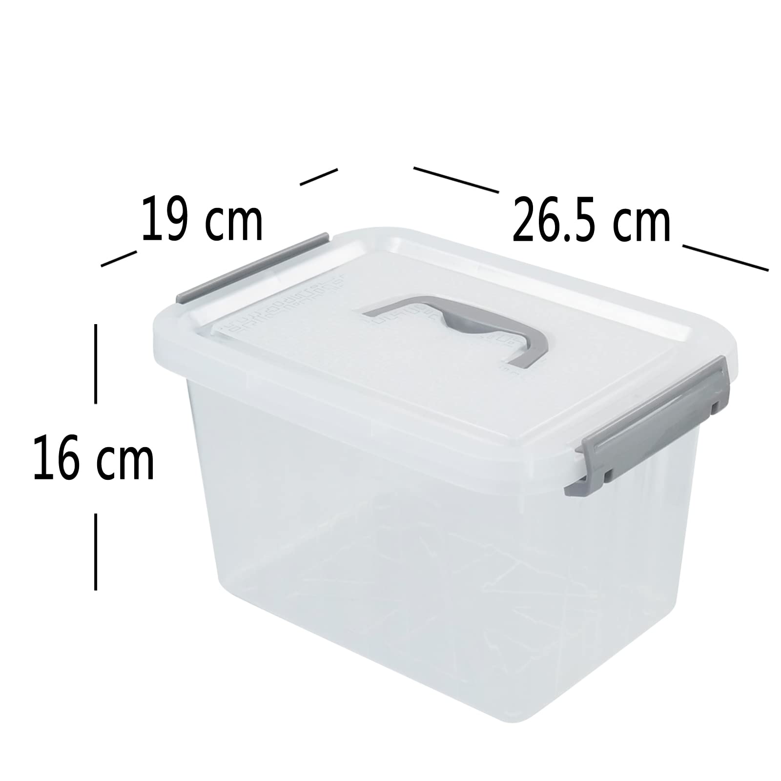 Set 4 Scatole Portaoggetti In Plastica Trasparente | Con Manico E Coperchio A Chiusura | Organizzatore Casa E Ufficio