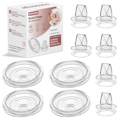 Image of 6 Pack Silicone Duckbill Valve & 4 Pack Silicone Diaphragm Compatible with Momcozy S12Pro/S9Pro/S12/S9 Wearable Breastpump, momcozy Breast Pump Replacement Parts Breastfeeding Essential Accessories