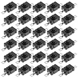 Latching Micro Push Button Switch on Off Flat 2 Pin with Hole, 30 PCS Self-Lock Micro Switch on Off, KAN-28 1.5A 250V Mini On/Off Push Button for DIY SMD Flashlight Type Hiden Switches Light Lamp