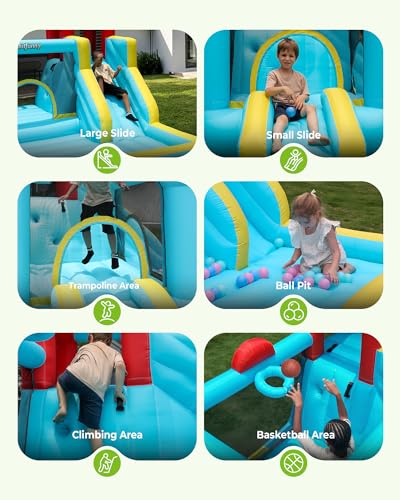 image for Outfunny Bounce House with Slide, Inflatable Bouncy House for Kids 3-1