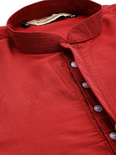 Image of Rajubhai Hargovindas Men's Banarasi Cotton Silk Thread Work Kurta Set With Churidar