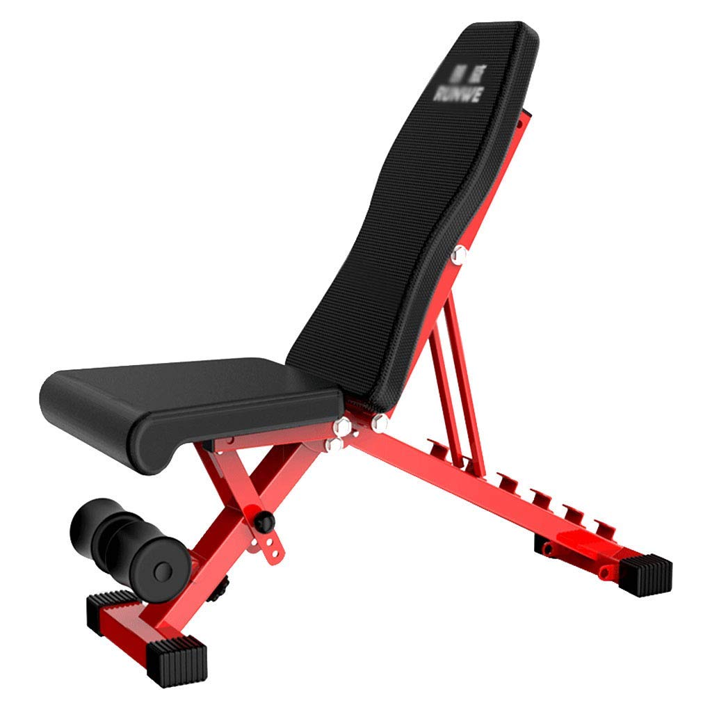 H.yina Adjustable Weight Bench Home Training Gym Weight Lifting & Sit Up AB Bench Flat Incline Decline Multiuse Exercise Workout Bench Black and Red
