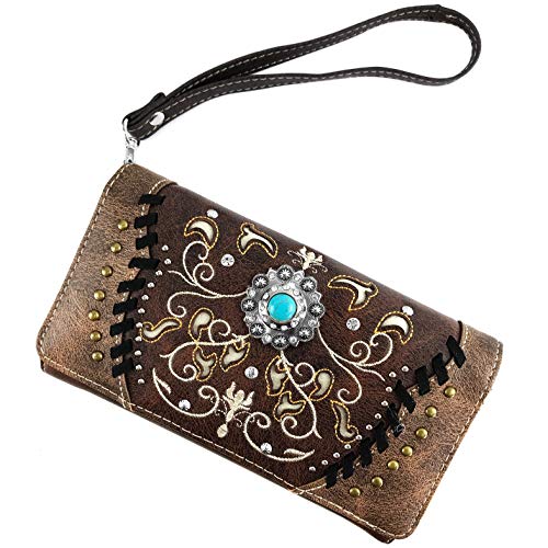 Zelris Spring Bloom Western Concho Women Crossbody Wrist Trifold Wallet2