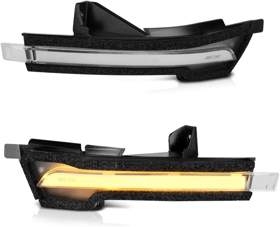 [Sequential Turn Signal] For 2015-2022 Ford Mustang S550 Amber LED Strips Side Mirror Indicator Light Blinker Lamp Replacement, Driver & Passenger Side