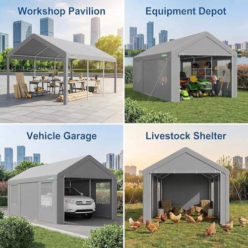 Image of COBIZI 10x20 FT Heavy Duty Carport with Galvanized Frame,